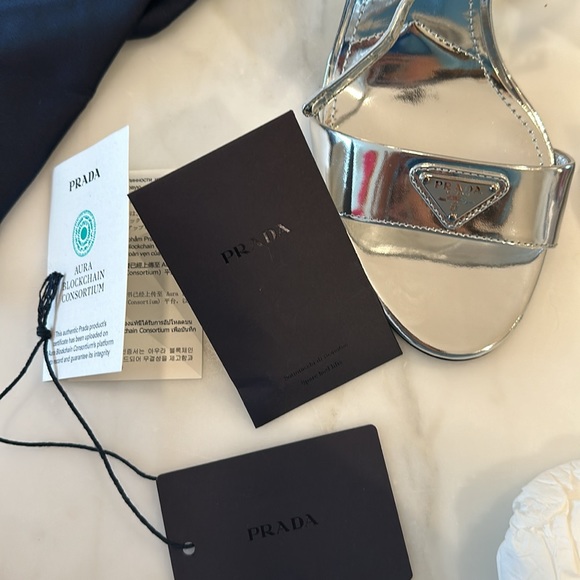 Prada open toe silver shoes, size 40, worn once - Picture 2 of 4